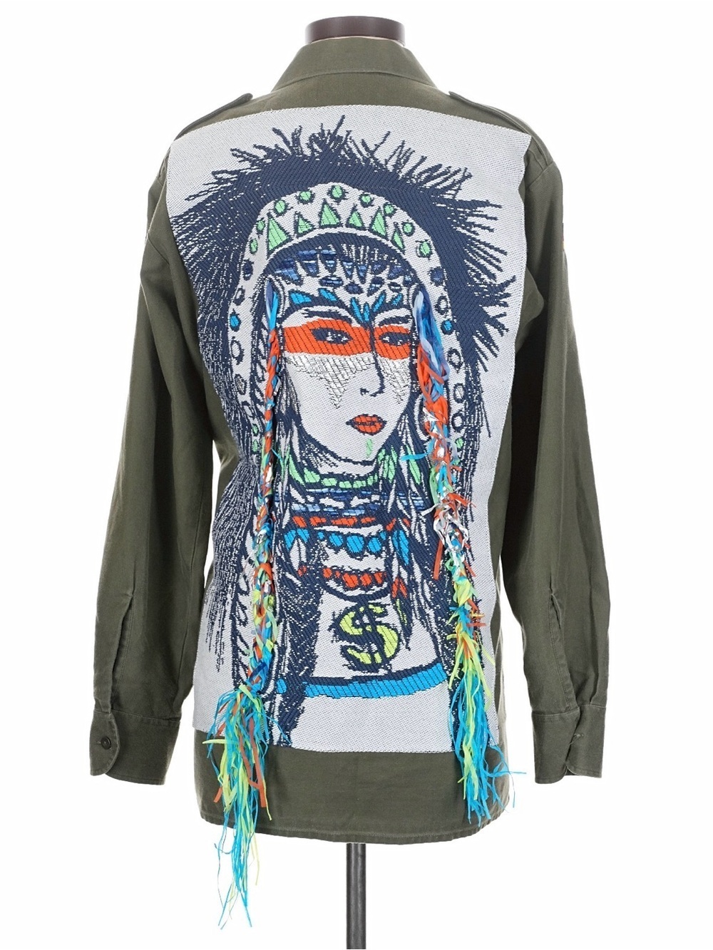 FORTE COUTURE Military Utility Shirt Jacket Tribal Native American Inspired XS